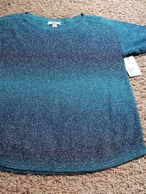 croft & barrow Teal and Navy Shimmer Sweater